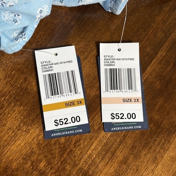 Women's Angels Blue Sleeveless Lightweight Faux Button Top Blouse -Various Sizes - Picture 14 of 14